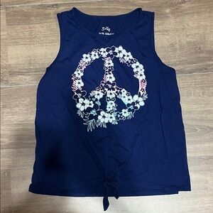 Justice Navy Floral Graphic Tank Top